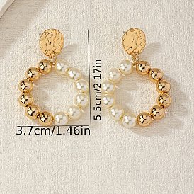 Серьги-гвоздики с круглыми бусинами из сплава и пластика с жемчугом