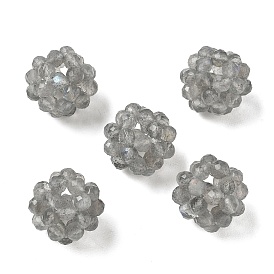 Cuentas tejidas de labradorita natural, perlas de racimo, facetados, rondo