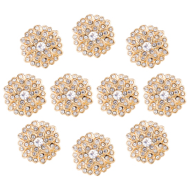 10 шт. 1 пуговицы из сплава со стразами и отверстиями, плоско-круглые