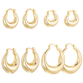 4 пары 4 стили массивные серьги-кольца из латуни с покрытием для женщин, без кадмия и без свинца