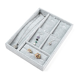 6 présentoirs à bijoux en velours à grilles, Support organisateur de bijoux pour collier, bagues, pendentifs, rangement, rectangle