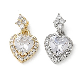 Латунные подвески с микропаве на День святого Валентина, прозрачные циркониевые подвески, долговечный, сердце прелести