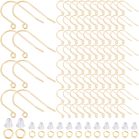 150 шт. 304 крючки для серег из нержавеющей стали, проволока для ушей с петлями, с 150 открытыми соединительными кольцами, 150 гайки ушные пластиковые