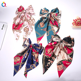 Chic Chain Bow Hair Clip for Women, Simple and Elegant Ribbon Barrette with Spring Clasp