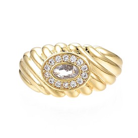 Овальное массивное кольцо-манжета с кубическим цирконием для женщин, реальный 18 k позолоченный, без никеля 