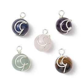 Copper Wired Gemstone Pendants, Round