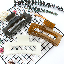 Large Square Hair Claw Clip Retro Shiny Bathing Plate Hollow Out Multiple Colors Available