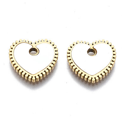 316 Surgical Stainless Steel Charms, with Shell, Heart