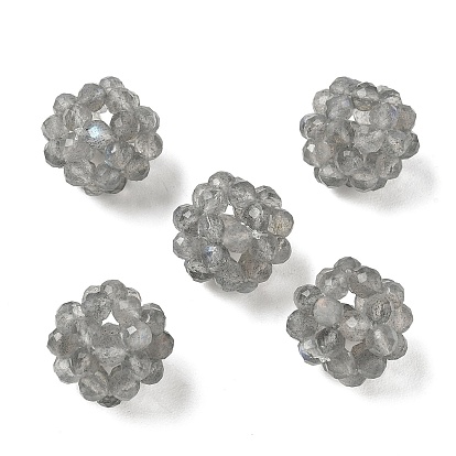 Cuentas tejidas de labradorita natural, perlas de racimo, facetados, rondo