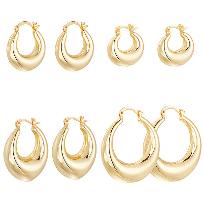 4 пары 4 стили массивные серьги-кольца из латуни с покрытием для женщин, без кадмия и без свинца