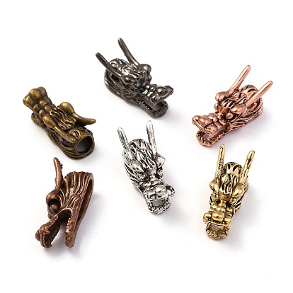 Tibetan Style Alloy Beads, Chinese Dragon Head Shape