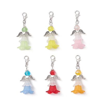 6шт. Цветочный ангел, акриловые и стеклянные подвески, украшения, Сплав с застежками когтя омара