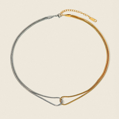 Двухцветные 304 ожерелья из нержавеющей стали в виде змеи для женщин