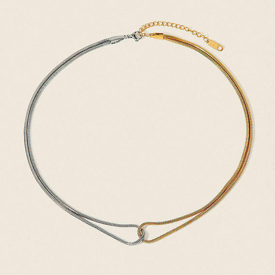 Двухцветные 304 ожерелья из нержавеющей стали в виде змеи для женщин