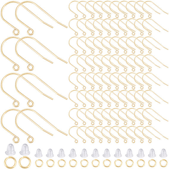 150 шт. 304 крючки для серег из нержавеющей стали, проволока для ушей с петлями, с 150 открытыми соединительными кольцами, 150 гайки ушные пластиковые