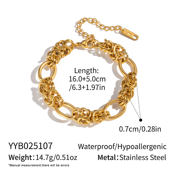 304 Stainless Steel Twisted Knot Link Chain Bracelets for Women