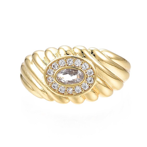 Овальное массивное кольцо-манжета с кубическим цирконием для женщин, реальный 18 k позолоченный, без никеля 