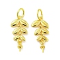 Leaf Rack Plating Brass Cup Peg Bails, Pendant Bail with Jump Rings, For Half Drilled Beads, Long-Lasting Plated, Lead Free & Cadmium Free