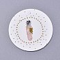 Paper Gift Tags, Hange Tags, For Arts and Crafts, For Wedding/Valentine's Day/Thanksgiving, Flat Round with Feather Pattern