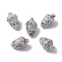 Natural Sesame Jasper/Kiwi Beads, No Hole/Undrilled, for Wire Wrapped Pendant Making, Filbert