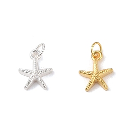 925 Sterling Silver Starfish Charms, with Jump Rings & 925 Stamp