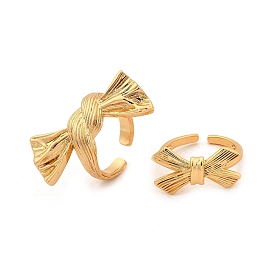 Латунные регулируемые манжеты открытые кольца для женщин, бантом
