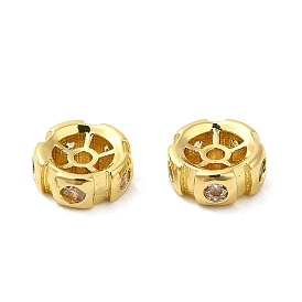 Rack Plating Brass Micro Pave Cubic Zirconia Spacer Beads, Cadmium Free & Lead Free, Flower