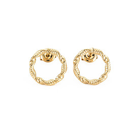 Ion Plating(IP) 304 Stainless Steel Hollow Ring Stud Earrings for Woman