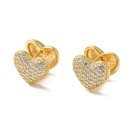 Heart Cubic Zirconia Hoop Earrings, Brass Jewelry for Women