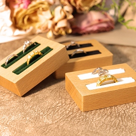 Bandejas de exhibición de anillos de madera con 2 ranuras, Rectángulo
