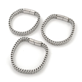 201 Stainless Steel Wheat Chain Bracelets with Magnetic Clasps for Women and Men