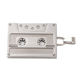 316 Surgical Stainless Steel Pendants, Retro Cassette Tape Charm