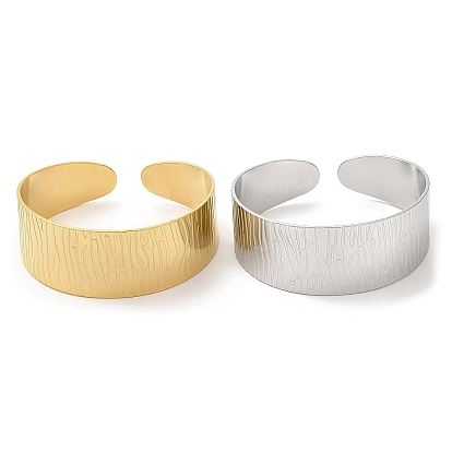 304 Stainless Steel Textured Cuff Bangles for Women