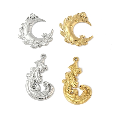 304 подвески из нержавеющей стали со стразами, ионное покрытие (ip), перо/луна