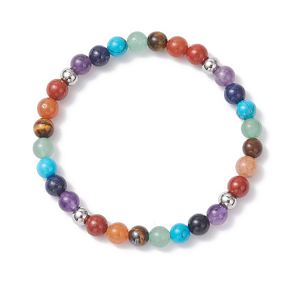 Браслеты из натуральных смешанных драгоценных камней с чакрами для женщин, круглые