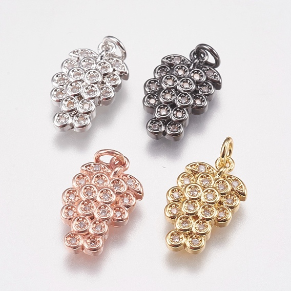 Brass Micro Pave Cubic Zirconia Charms, Grape
