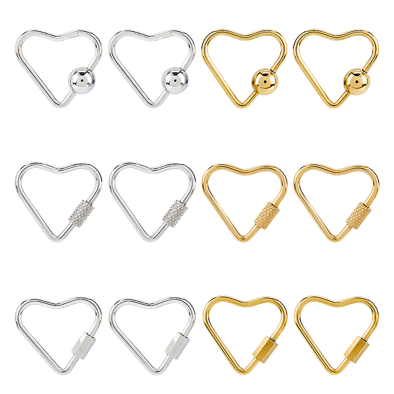 12шт. 6 варианты карабинов из нержавеющей стали с винтовым фиксатором