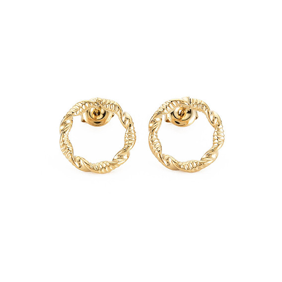 Chapado en iones (ip) 304 aretes de anillo hueco de acero inoxidable para mujer
