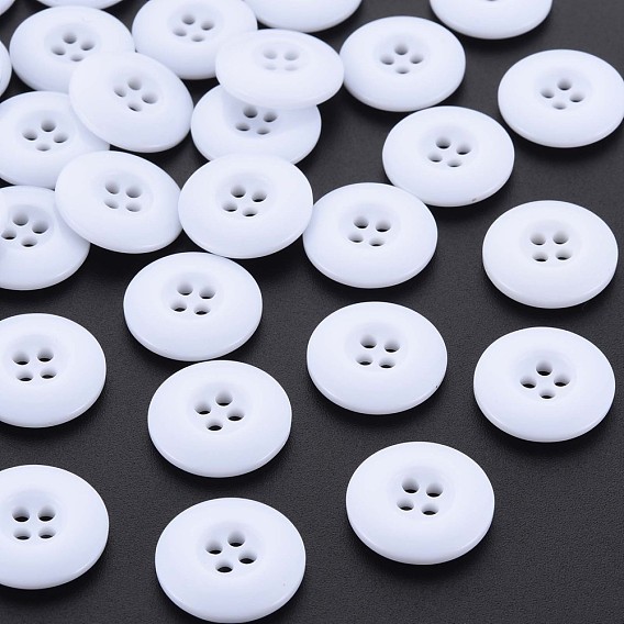 4-Hole Resin Buttons, Flat Round