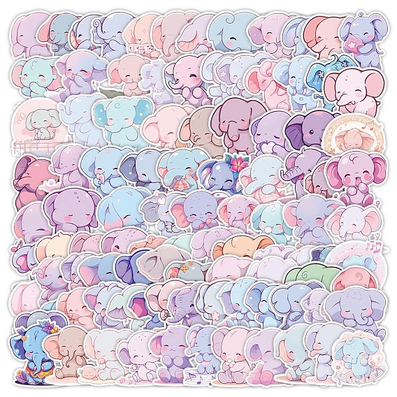 100шт. наклейки из ПВХ-бумаги, виниловые водонепроницаемые наклейки, для бутылок с водой ноутбук телефон украшение для скейтборда, слон