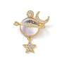 Стойки обшивки латунь кулон, с фианитом и смолой, без свинца и без кадмия, долговечный, звезды и луна