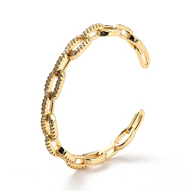 Bracelet manchette en zircone cubique en forme de chaîne forçat spling, véritable 18k laiton plaqué or Hollowe bracelet ouvert pour les femmes, sans cadmium et sans plomb