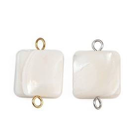 Подвески-коннекторы из натуральной ракушки, с 304 двойными петлями из нержавеющей стали, цвет морской раковины, ионное покрытие (ip)