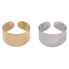 304 Stainless Steel Textured Open Cuff Rings for Women