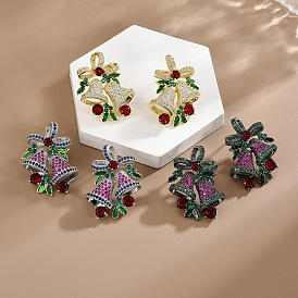 Boucles d'oreilles à la mode en argent avec micro incrusté de zircon - bijoux d'oreille à carillon éolien de noël