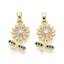 Латунные микро проложить кубического циркония подвески, цветок