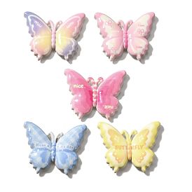 Кабошоны из смолы градиентного цвета, Бабочка со словом