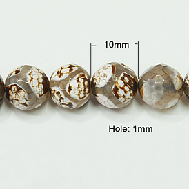 Natural Agate Beads Strands, Dyed, Faceted Round