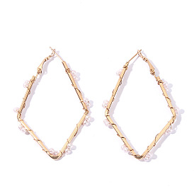 Chic Diamond-Shaped Pearl Earrings for Women - European and American Fashion Jewelry