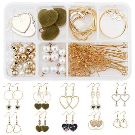 SUNNYCLUE DIY Heart Earring Making Kits, Including Acrylic & Alloy & Plastic Pendants, 304 Stainless Steel Links Connectors, Brass Linking Rings & Earring Hooks
